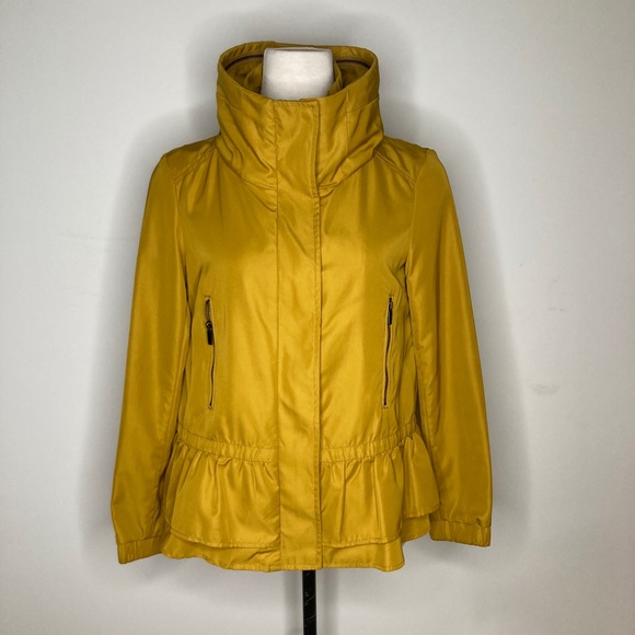 Zara mustard peplum rain coat XSM - Picture 1 of 10